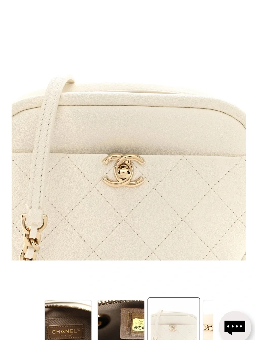 Chanel Goatskin Quilted Small Casual Trip Camera Case White